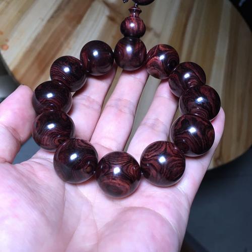 海南黄花梨紫油梨老料x纹对眼手串欣赏