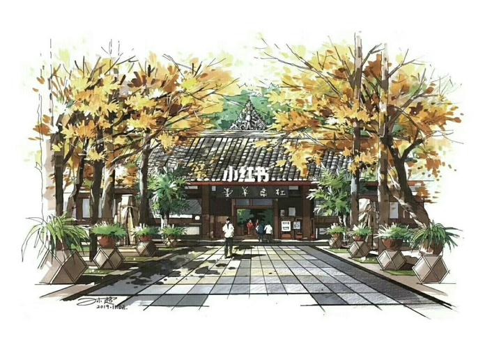 【建筑手绘】欣赏孙老师手绘学生-杜甫草堂_手绘_建筑