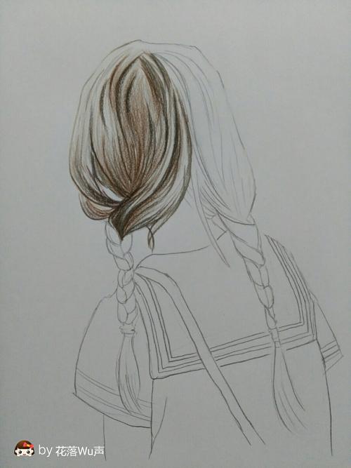 2o19年第11幅彩铅画一个小女生背影图