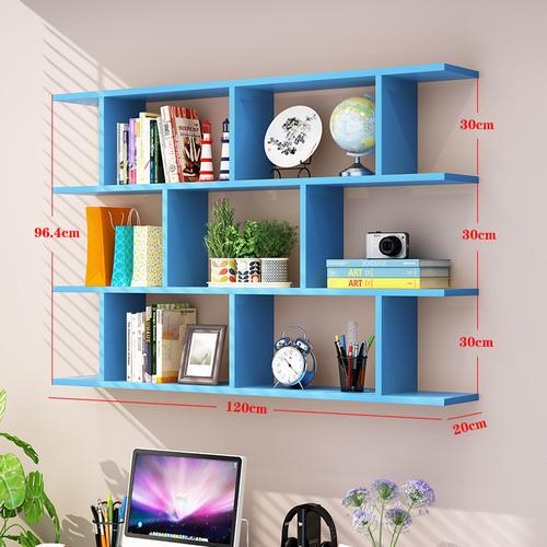 小书架挂壁墙面装饰置物架壁挂墙储物柜框架格子搁板