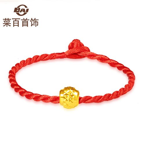 菜百黄金首饰转运珠足金编织手链diy珠子 足金转运珠 串珠