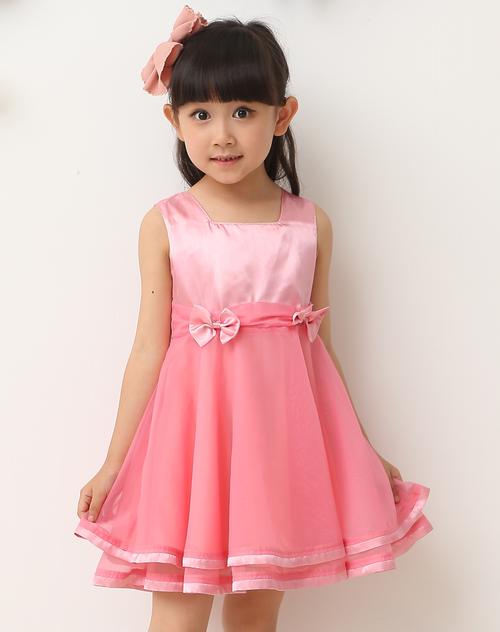 女童粉色无袖公主连衣裙