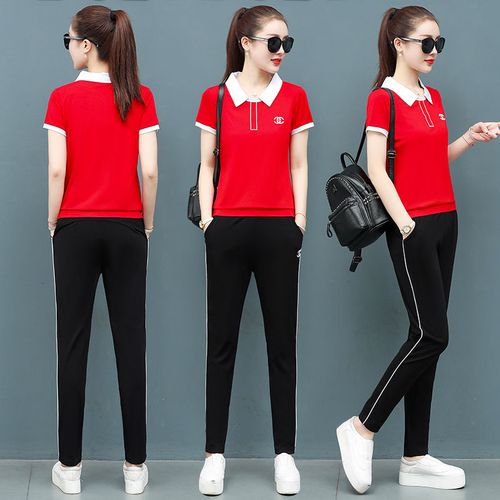 2020年新款运动套装女,女式运动套装最新款 夏天休闲运动服套装女2020年夏季薄款时尚韩版宽松显瘦短袖两件套