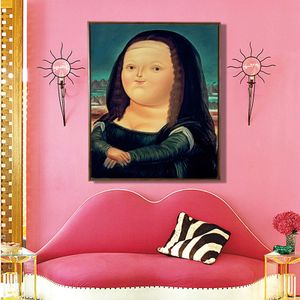 fernando botero费尔南多·波特罗胖蒙娜丽莎装饰油画实木框挂画