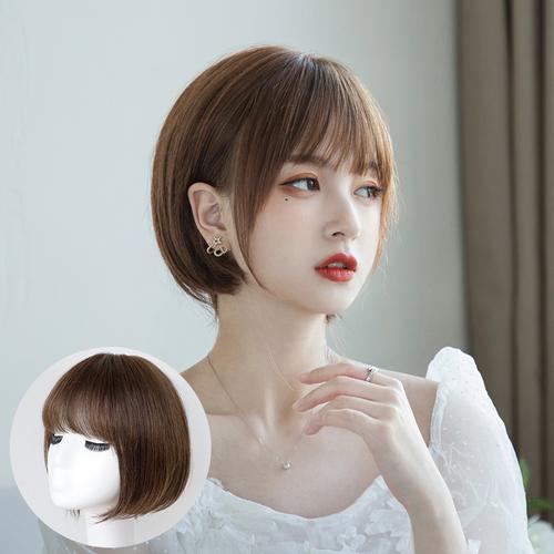 假发女短发 甜美可爱日系齐耳真人发丝圆脸发型自然真发全头套式