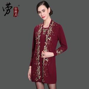 婚礼妈妈装秋冬婚宴礼服假两件套中老年女装喜婆婆羊毛羊绒针织衫