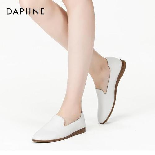 达芙妮官方旗舰店女鞋低跟真皮单鞋清仓正品懒人鞋浅口女低帮鞋