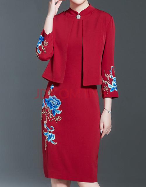 喜婆婆穿的高档喜服喜婆婆婚宴服装年轻版婚礼礼服款套丈母娘高端旗袍