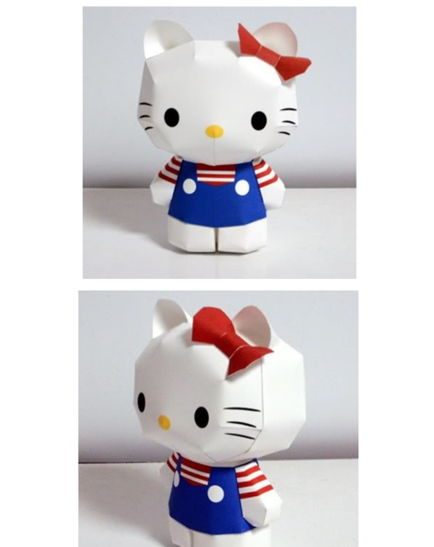 纸模制作 3d 可爱版 凯蒂猫 kitty hello 模型剪纸 diy 立体折纸手工