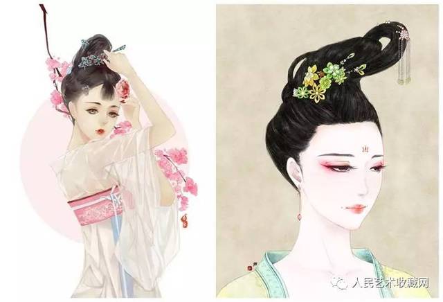 就梳编方法来说,垂鬟分肖髻,单螺髻(形状似螺),随云髻(形状似流动的