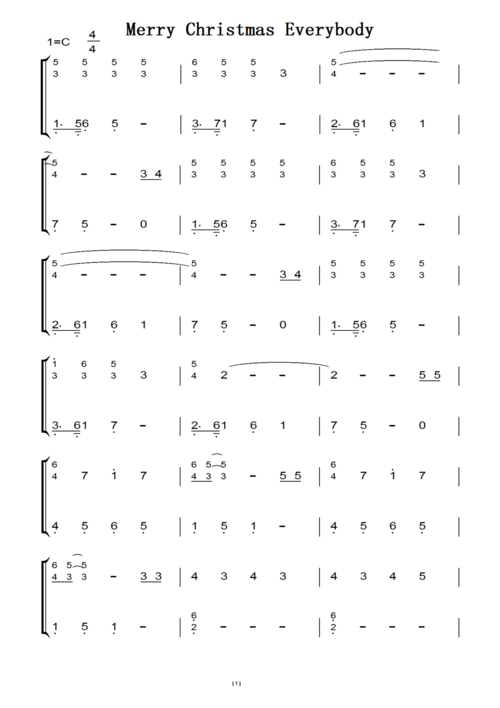 merry christmas everybody 圣诞歌曲 世界经典 初学者版 钢琴双手