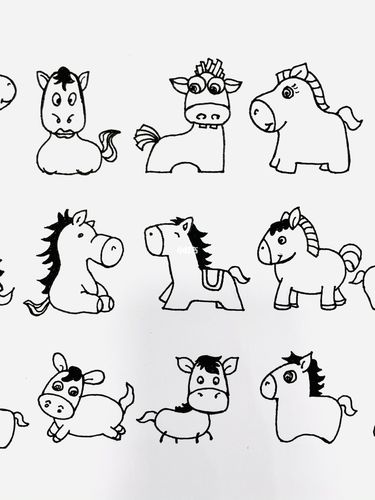 【简笔画】小马98_简笔画_插画_走珠_手帐_绘画_画个简笔画_文化