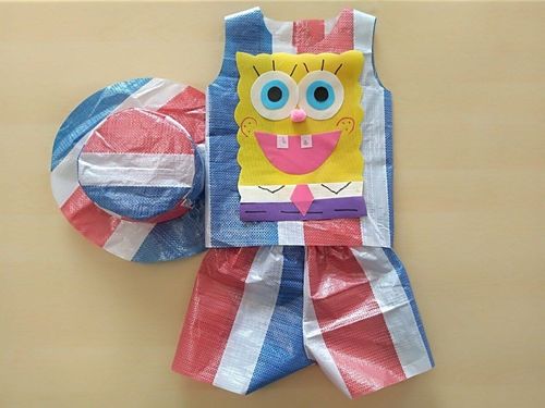 儿童环保衣服男女孩走秀服装亲子手工diy制作幼儿园塑料袋时装秀