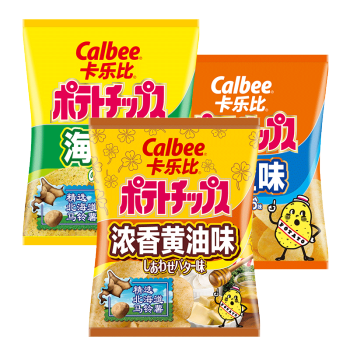 卡乐比薯片日本进口人气4袋休闲膨化零食品海苔淡盐黄油办公室淡盐味4