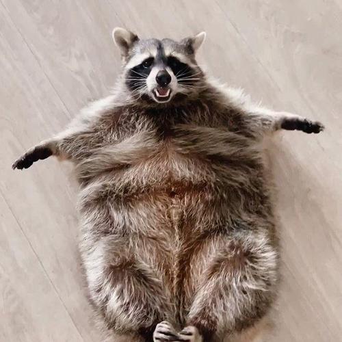 肥宅小浣熊胖成一滩饼,主人说要帮它减肥,一看餐单就