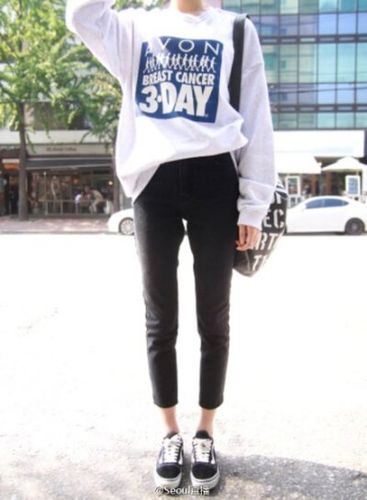 seoul look : 卫衣 × 西裤 × 帆布鞋