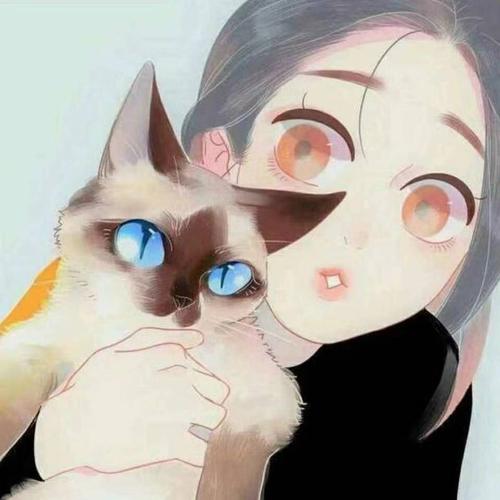 找一个头像-女生和猫