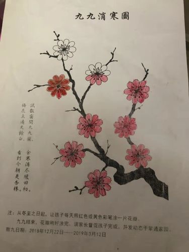 幼儿小小手】| 梅花添色 花开春暖 写美篇 通过涂色《九九消寒图》