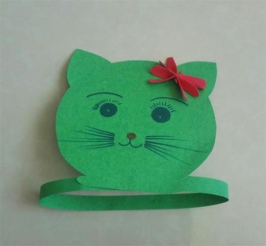 教你用卡纸制作漂亮可爱的儿童手工diy小猫头饰的图解