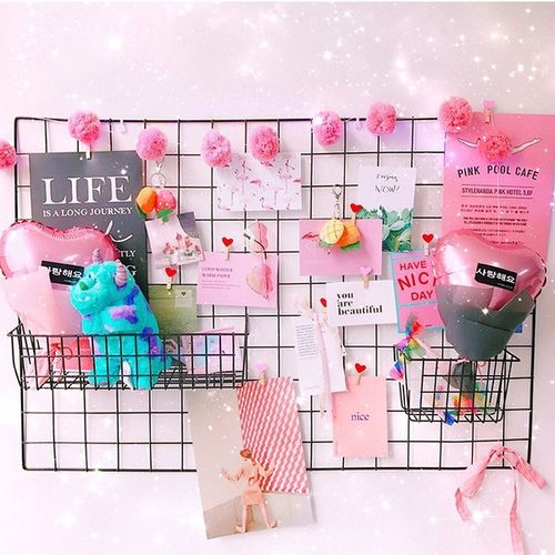 韩版铁艺网格网红少女照片墙简约寝室创意悬挂装饰网格墙拍照背景