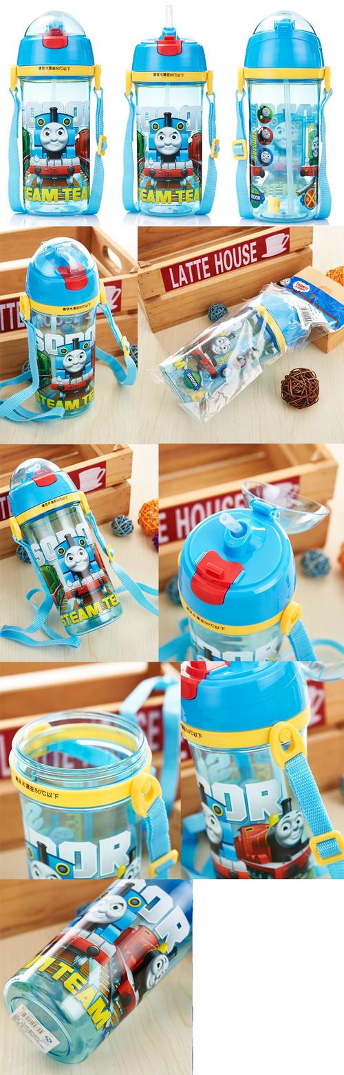 正版thomas汤玛士小火车儿童吸管水杯防漏背带600ml水壶st7062