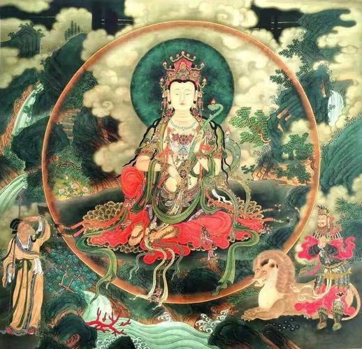 郑继海佛画艺术|北京法海寺壁画(三大士图)_菩萨