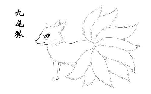 好看的人物简笔画九尾狐 简笔画图片大全-蒲城教育