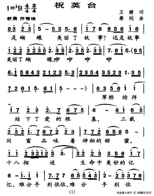 歌谱:祝英台(简谱)