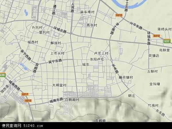 中国浙江省金华市东阳市城东地图(卫星地图)