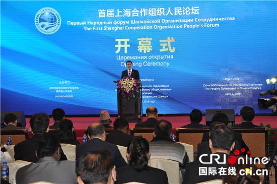 中联部副部长,中国民间组织国际交流促进会顾问王亚军在开幕式上致辞