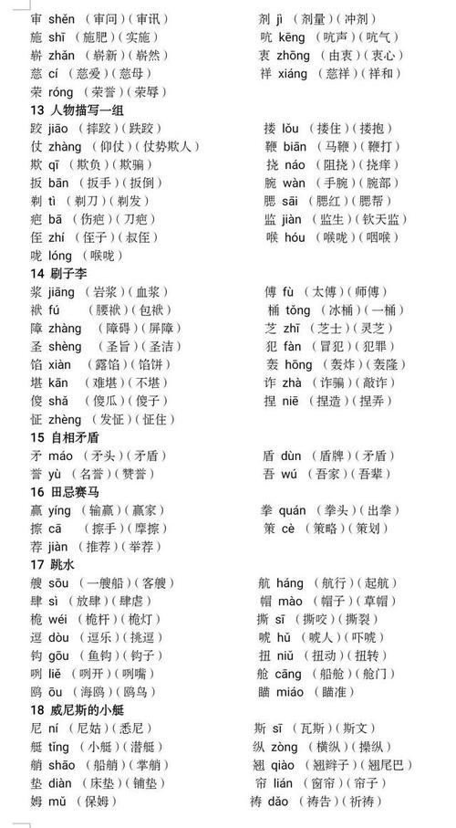 五年级下册会写字的注音组词汇总