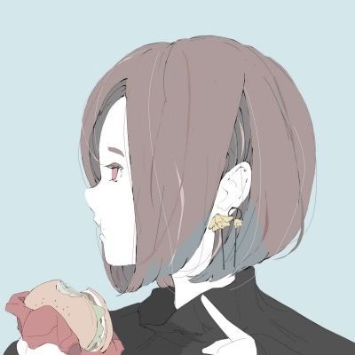 短发动漫女生情侣头像