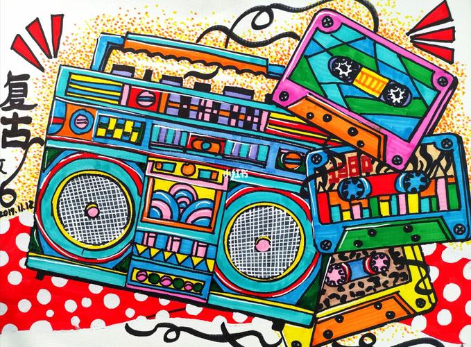 线描课例分享|《复古收音机》_收音机_复古_儿童画_文化_绘画