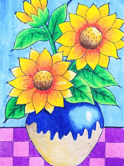 油画棒向日葵_油画_儿童画_母婴_早教