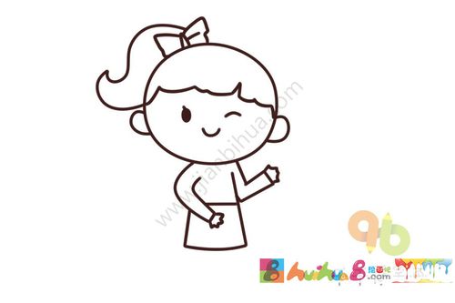 打招呼的女孩简笔画 你好呀
