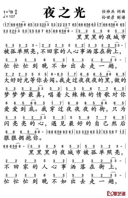 夜之光简谱-花姐-让你永远看到希望之光