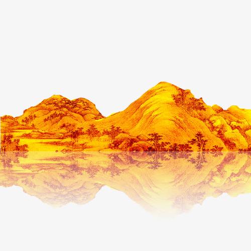 金色大山免抠素材免费下载_觅元素51yuansu.com