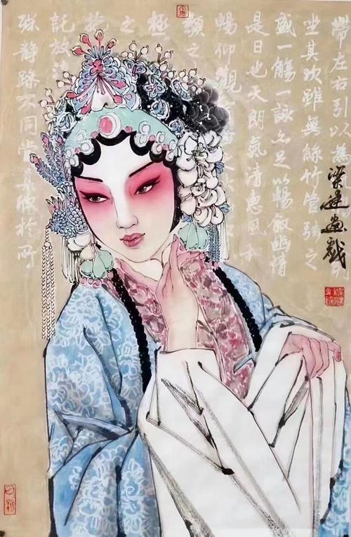 当代戏曲人物画领军人物梁健老师国画作品欣赏交流