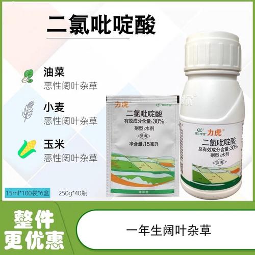 力虎二氯吡啶油菜小麦玉米阔叶苣买菜稻槎菜除草剂