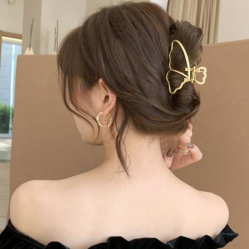 金属蝴蝶发夹后脑勺盘发抓夹半扎发头发夹子发卡鲨鱼夹优雅气质女