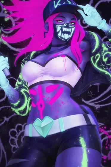 2k手机竖屏分辨率640x960英雄联盟kda女团阿卡丽炫彩壁纸