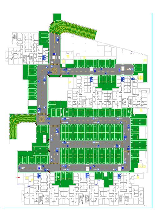 地下车库设计环氧地坪停车场车位划线cad平面专业效果图