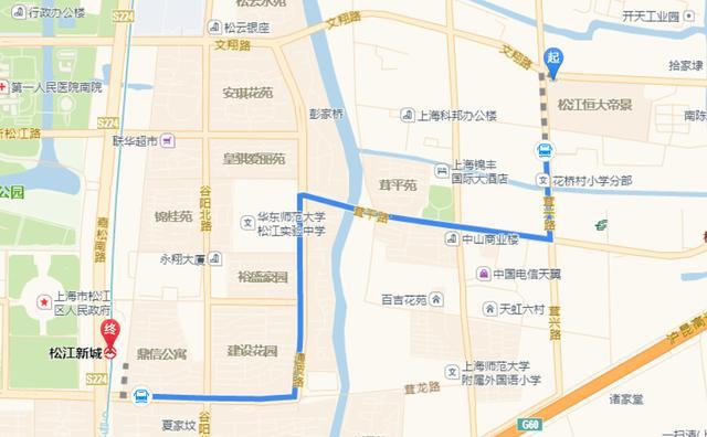 公交车直达松江新城站路线图