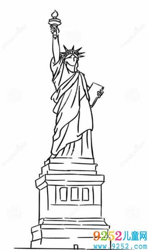 自由女神像简笔画 建筑 - 9252儿童网