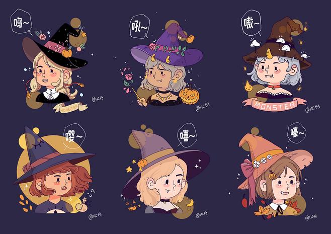女巫小头像|插画|插画习作|hc阿 - 原创作品 - 站酷