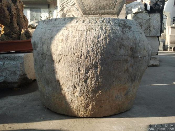 明代青石旗杆石(一对)