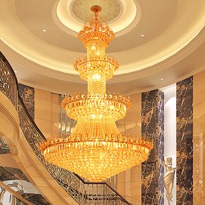 客厅大吊灯复式楼别墅楼梯灯现代简约中空吊灯豪华酒店欧式水晶灯