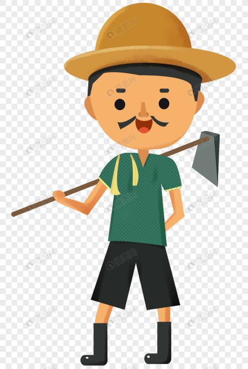 免抠元素 手绘/卡通元素 农民大爷扛着锄头.png