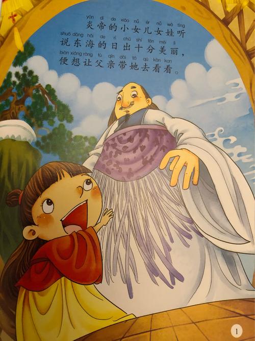 炎帝的小女儿女娃听说东海的日出十分美丽,变想让父亲带她去看看.