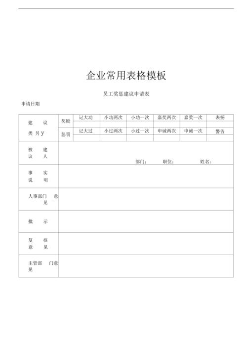 【企业常用表格模板】员工奖惩建议申请表